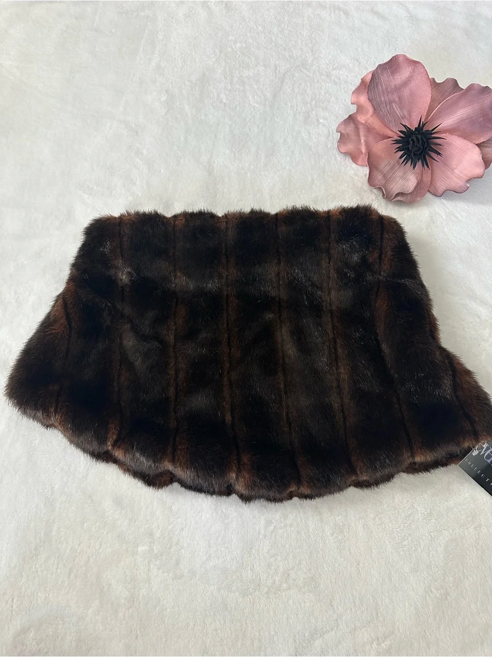 NWT Necessary Object Faux Fur Shrug Stole Women One Size Brown